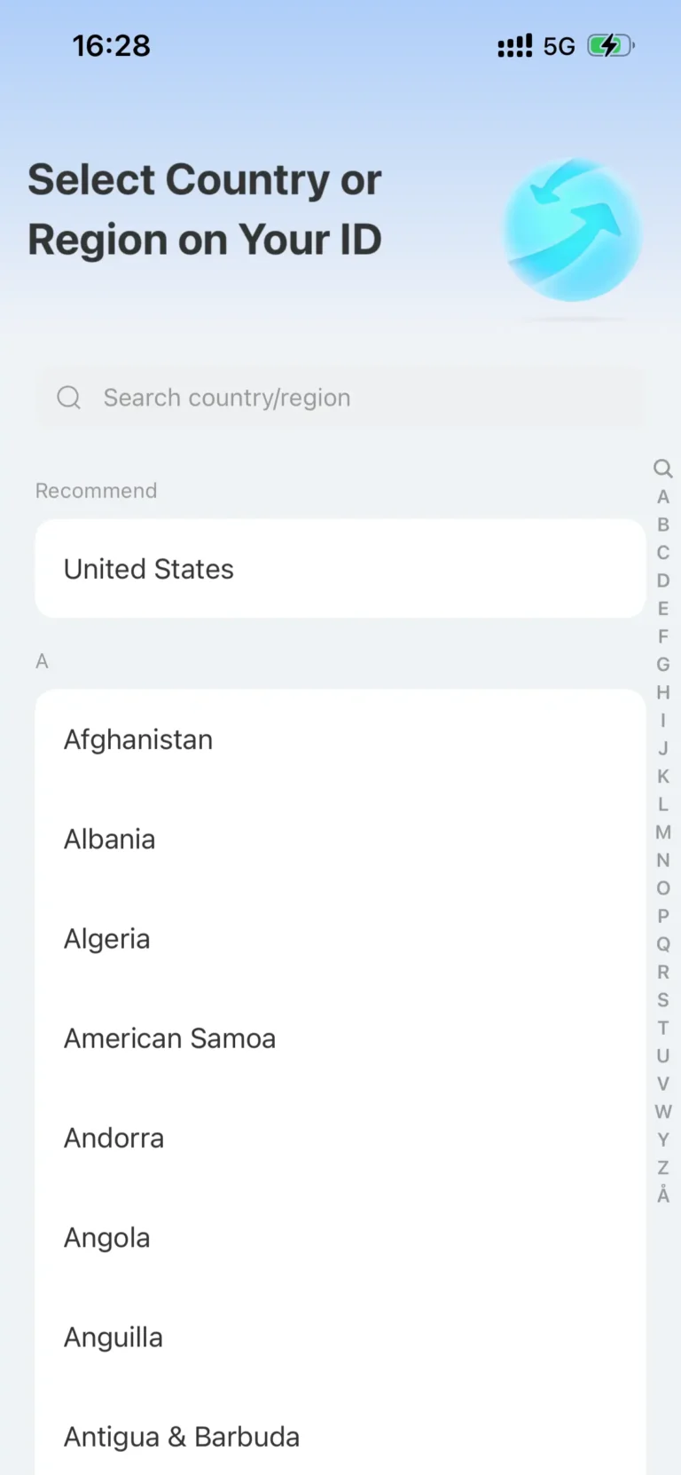select country or rregion on your ID alipay