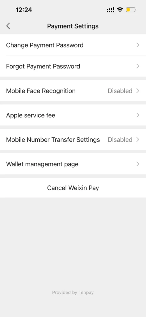 wechat pay settings